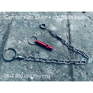 Combo Xích + vòng chân + còi huấn luyện cho vẹt xám - amazon - electus