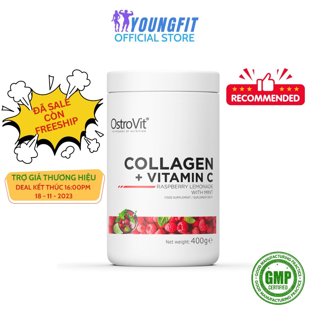 Collagen Thủy Phân + Vitamin C OstroVit Da Khỏe Đẹp Căng Mịn (80 muỗng/40 lần dùng) - YoungFit x Best Nutritionk