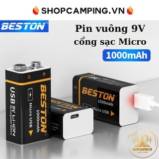 Pin vuông, pin 9v Beston cao cấp dung lượng cao 1000mAh sạc trực tiếp bằng cáp micro USB