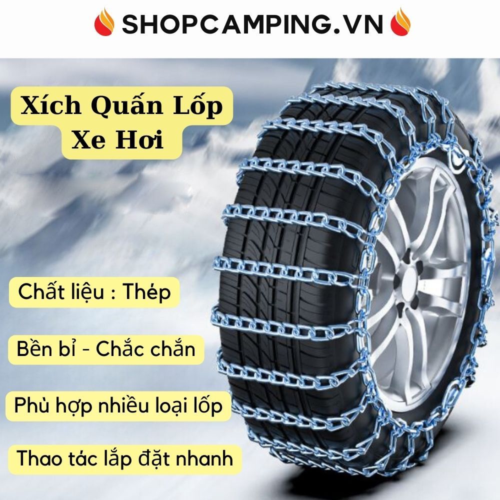 Xích quấn lốp bánh xe chống trơn trượt xe hơi, xích thoát lầy dã ngoại, cắm trại - Camping VietNam
