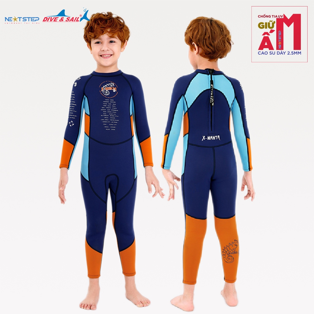Đồ bơi giữ nhiệt cho bé trai DIVE AND SAIL chống nắng chống nước chất liệu cao su Neoprene dày 2.5mm giữ ấm chống tia UV