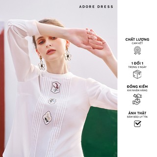 Áo Tops casual style lụa trắng thêu cổ bèo 312TO1100 ADORE DRESS