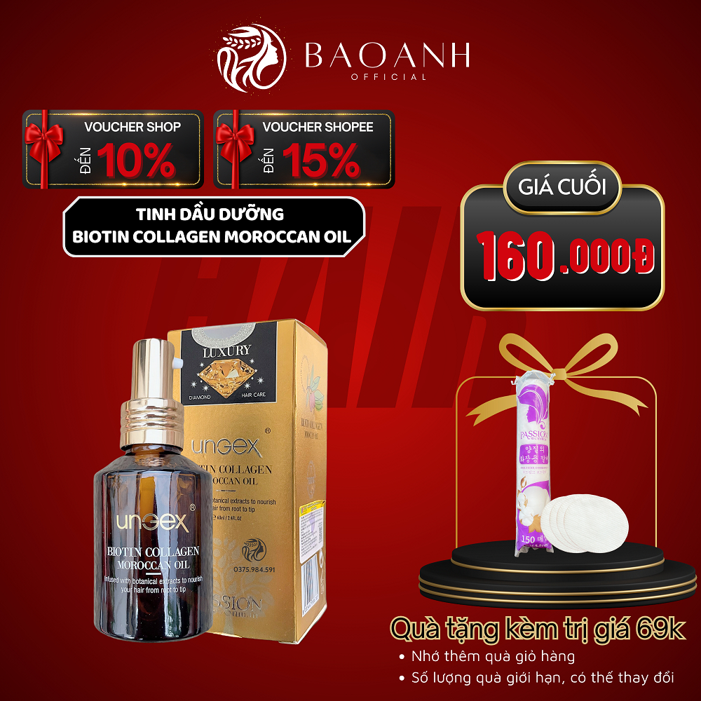 Tinh Dầu Dưỡng Tóc Passion Ungex Biotin Collagen Kích Thích Mọc Tóc, Giảm Gãy Rụng Tóc 60Ml - Bảo Anh
