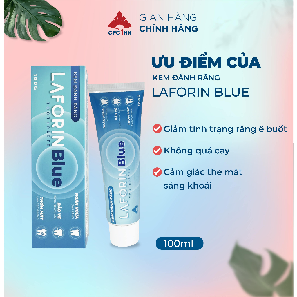 Kem đánh răng Laforin Blue dành cho răng ê buốt, giúp hơi thở thơm mát 100g