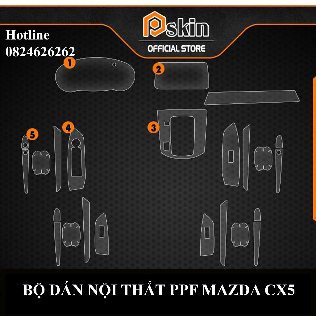 Bộ dán nội thất Mazda CX5 2018-2023 Film PPF trong suốt ,chống xước bảo vệ nội thất - Pskin- T-Home&More