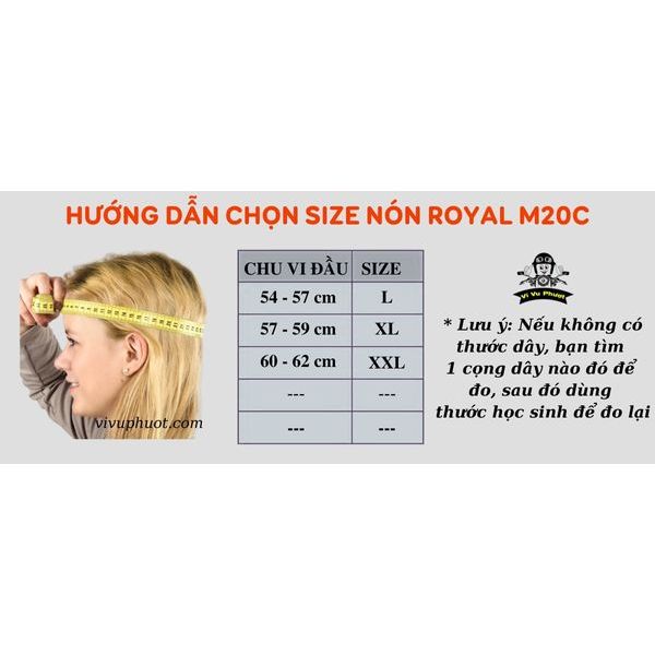 Mũ bảo hiểm 3/4 Royal M20C Logo Viền Đồng
