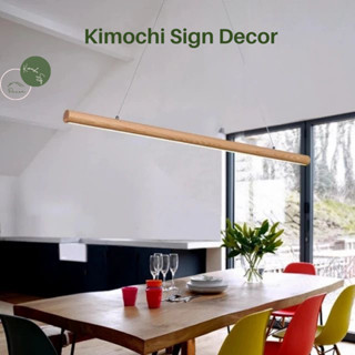 Đèn thả đèn treo trần bàn ăn, làm việc bằng gỗ tự nhiên thanh tròn Kimochi Sign