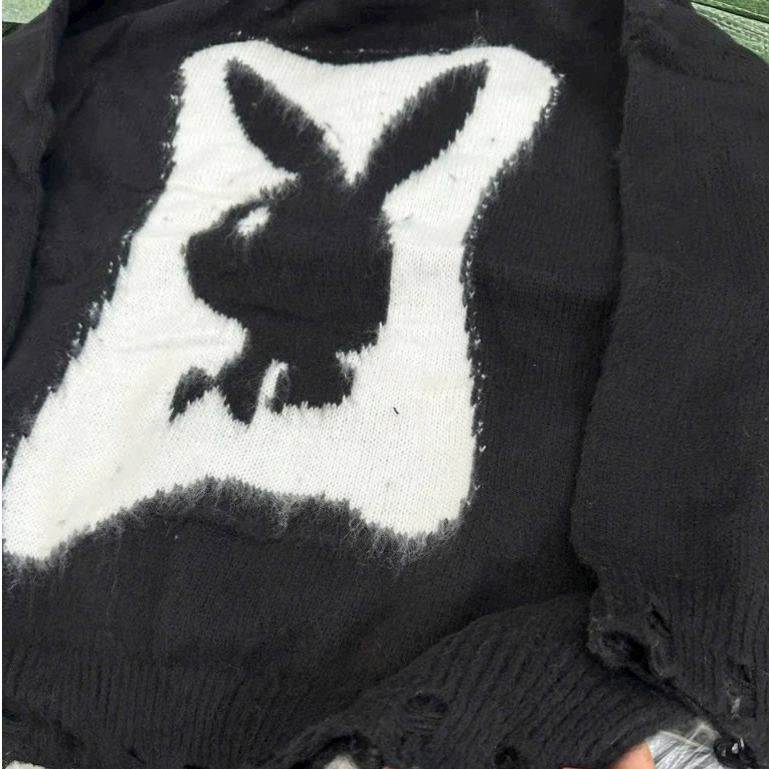 Áo Sweater Len Nam Hình Thêu Thỏ Lông Siêu Nét - Áo Len Nam Nữ Hình Thêu Thỏ Lông Cao Cấp