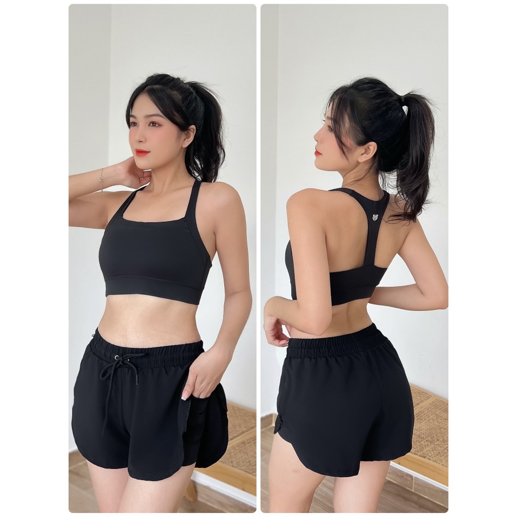 Quần Boxer 2 Lớp Tập Gym Nữ Dây Kéo 2 Bên