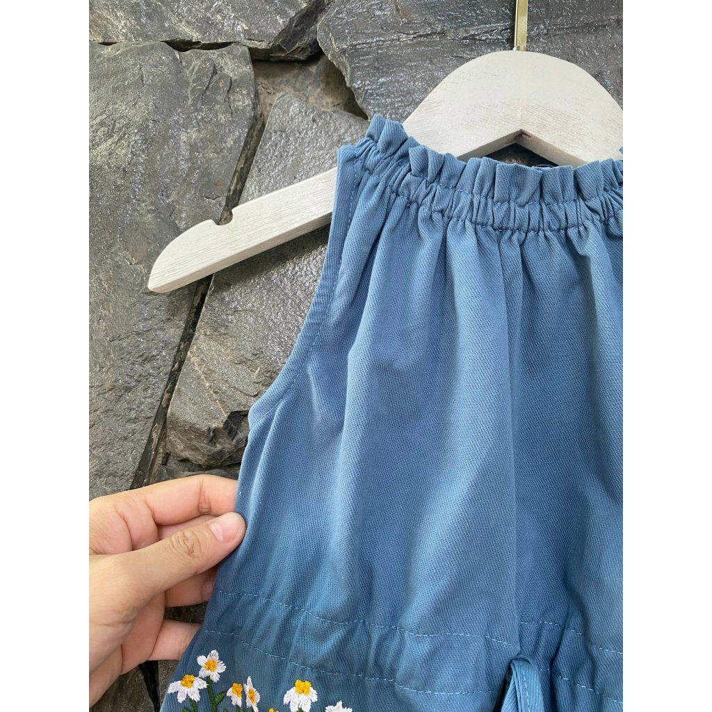 Váy bé gái NRA10 phong cách Hàn chất kaki thô phối thêu hoa xin xắn dễ thương Ngò Rí Store