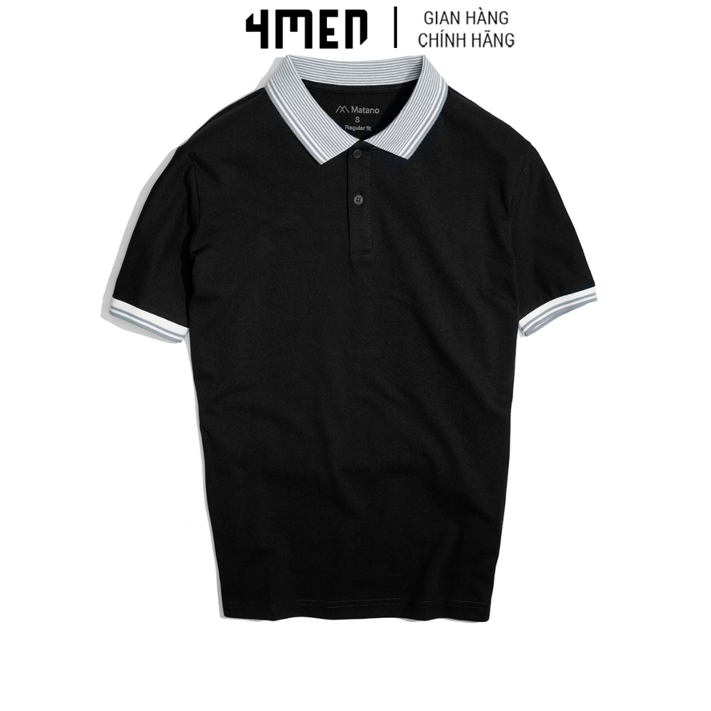 Áo Polo Nam 4MEN PO046 cổ bẻ, tay ngắn bo viền, vải cotton dày dặn, mềm mại, thanh lịch, hiện đại