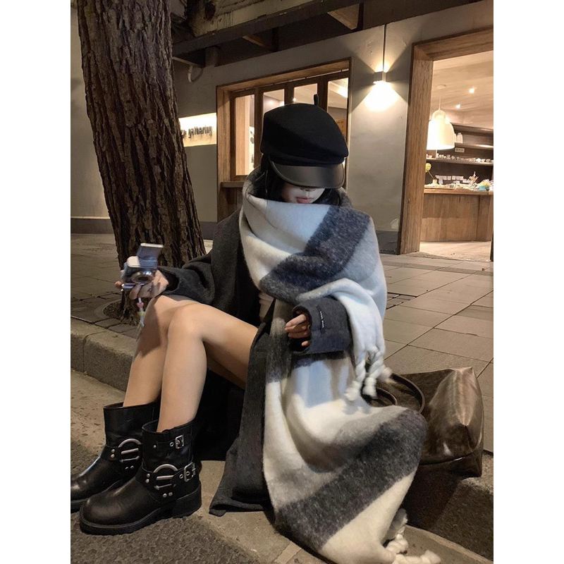 Khăn Len Choàng FEYTIY Lông Mịn Dày Dặn Bản To Hoạ Tiết Siêu Chất 2023