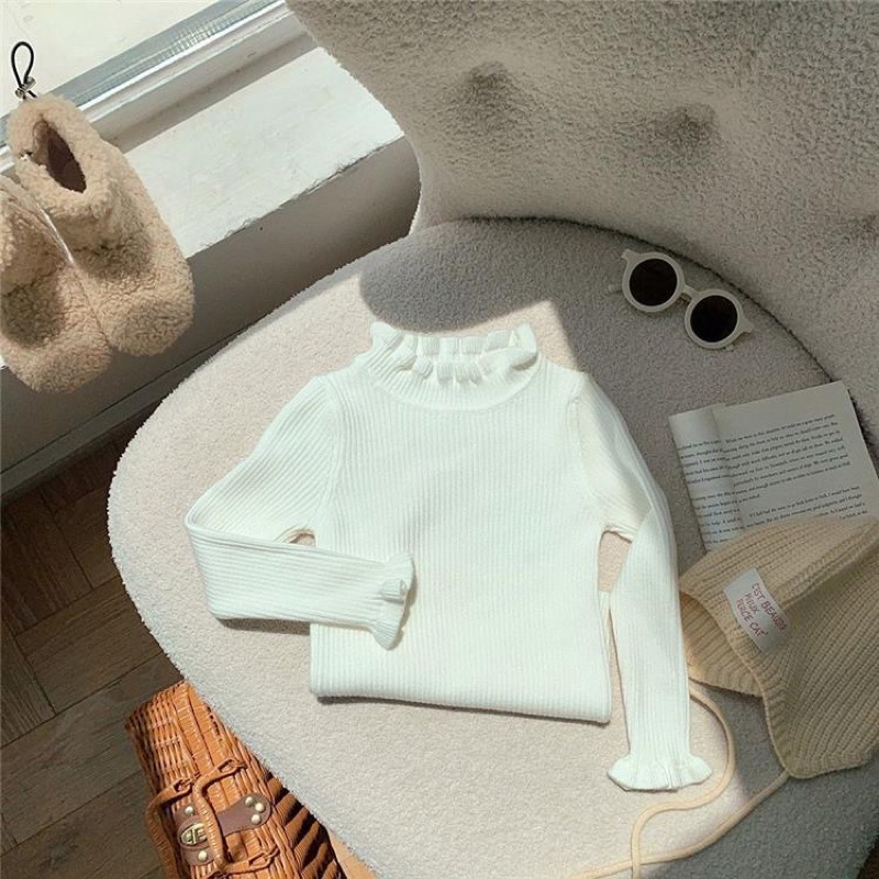 Áo Len Tăm cổ bèo mix cả thế giới cho bé gái hàng Quảng Châu size 8-40kg