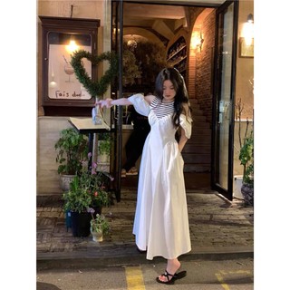 đầm trễ vai phối sọc dáng dài 2 màu cơ bản ( thời trang bigsize vicky.g anitagreen) N1123