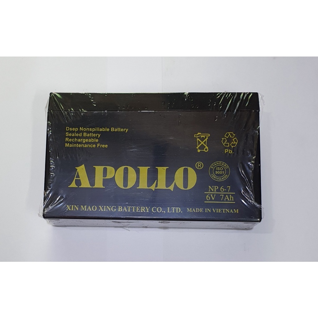 ⚡️ Hàng Có Sẵn⚡️ Bình Ắc Quy Khô Apollo 6v, 7Ah NP 6 - 7-Chính Hãng