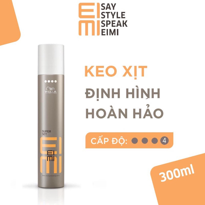 Keo xịt định hình cho tóc  EIMI Super Set Wella 300ml