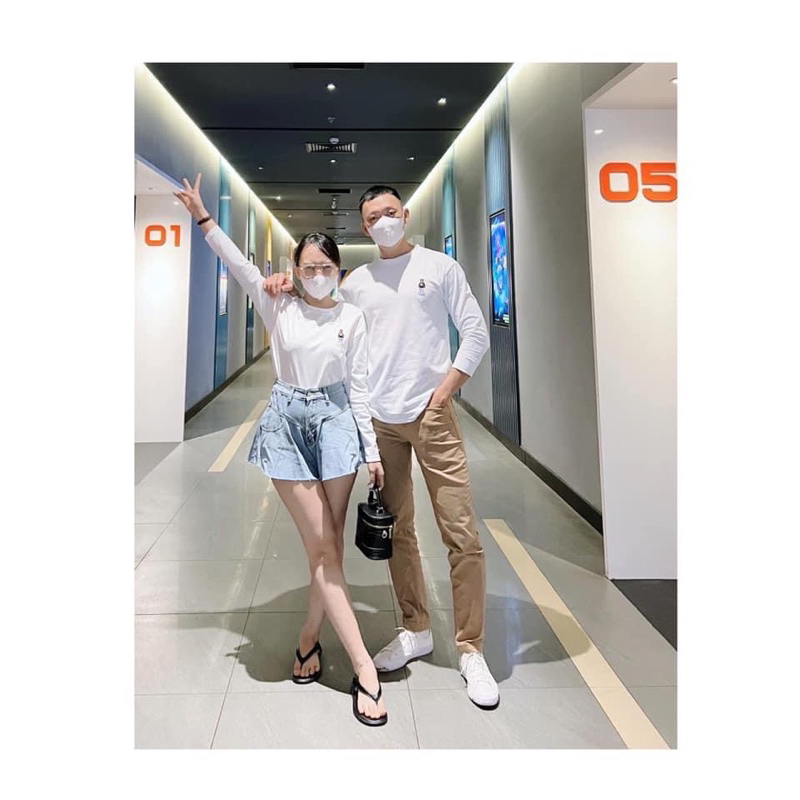Áo thun tay dài unisex thêu gấu