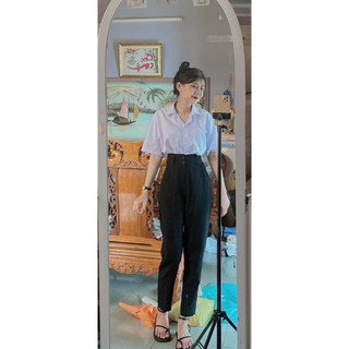 Quần tây hai nút cạp cao đơn giản