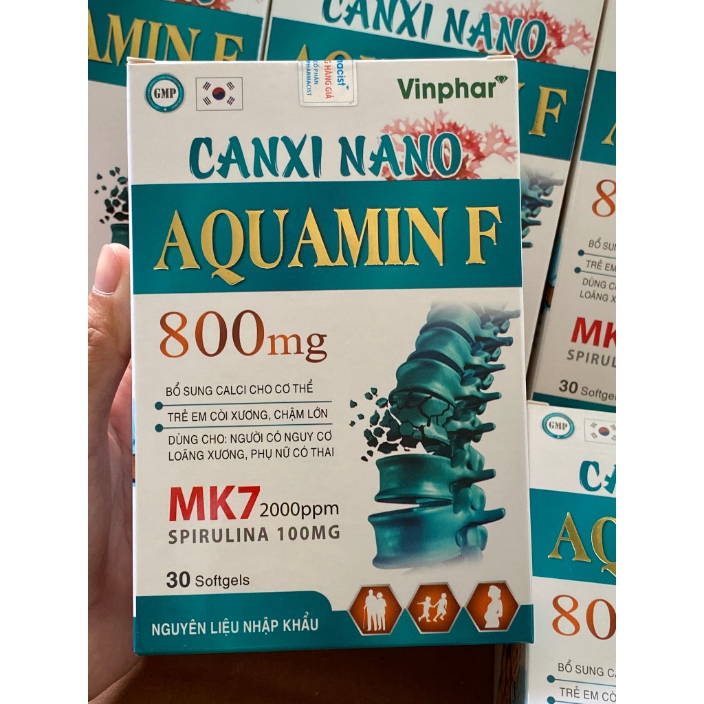 Bổ Sung Canxi Nano Aquamin F + Vitamin D3, Vitamin K2 Phát triển hệ xương, chắc khỏe xương, giảm loãng xương - 30 viên