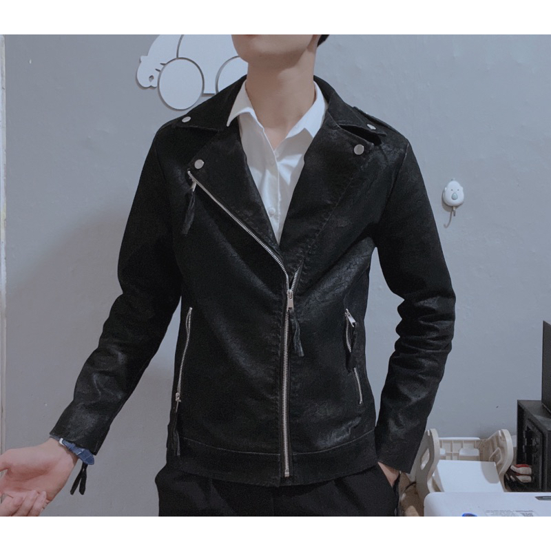 Áo khoác Da Lộn Nam BIKER CỔ CHÉO - Lót GIÓ cực ấm TRend 2023