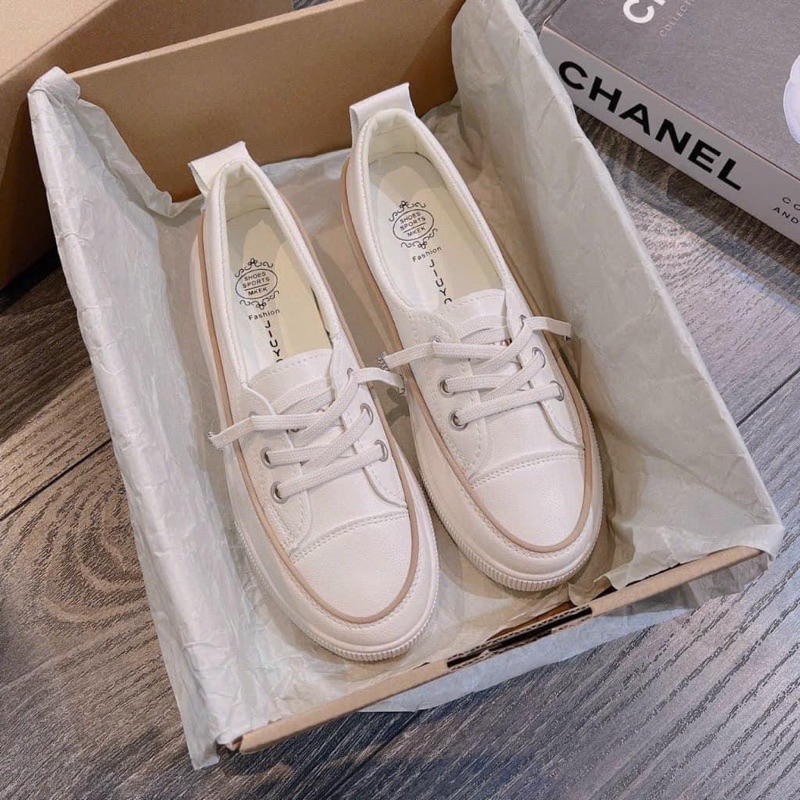 MÃ 3603 GIẦY SLIPON TRẮNG DESIGIN BY KOREA FULL BOX