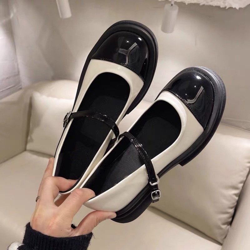 Giày búp bê nữ Lolita đế cao vá mũi quai cài hàng quảg châu cao cấp,giày búp bê lười siêu nhẹ tabao dễ phối đồ