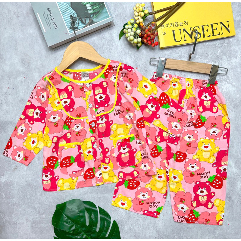 Bộ tole/lanh bé gái tay dài quần dài cài giữa - KN Kids