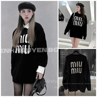  Áo len chữ miu nữ unisex form to dáng giấu quần hàng Qc 