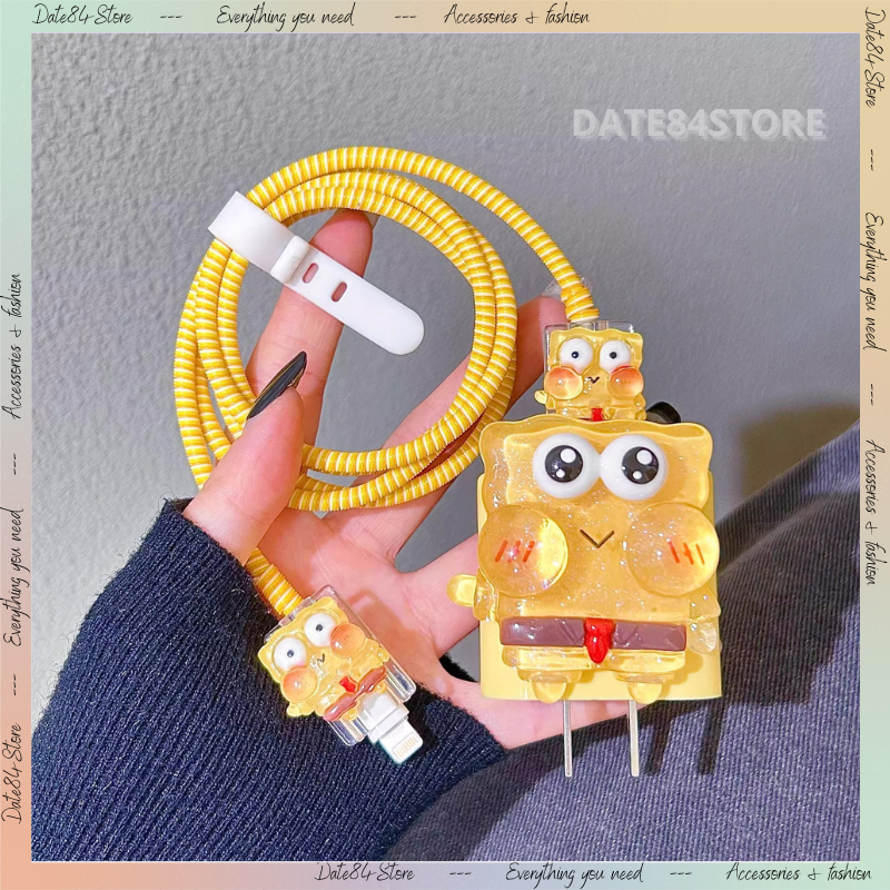 Bộ phụ kiện bảo vệ cáp sạc thiết kế nhân vật hoạt hình dễ thương cho bộ sạc 18W và 20W Date84store