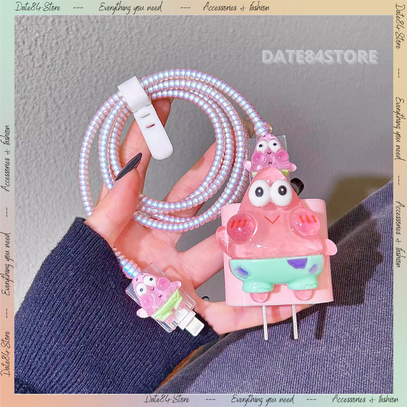 Bộ phụ kiện bảo vệ cáp sạc thiết kế nhân vật hoạt hình dễ thương cho bộ sạc 18W và 20W Date84store