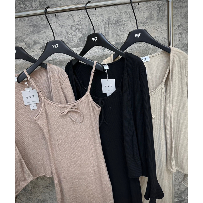 Set tăm 2 dây nơ mix cadigan KAB