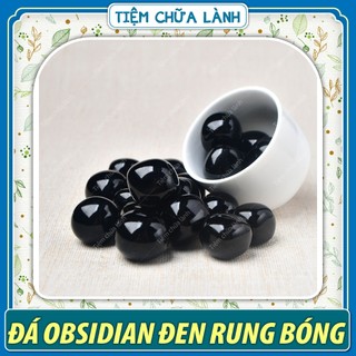 Đá thanh tẩy obsidian đen rung bóng, đá phong thủy giúp bảo vệ tâm trí, tăng sự tỉnh táo & tự tin