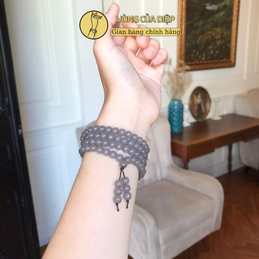 Chuỗi hạt 108 Ngọc Khói 6li, vật phẩm nhẹ nhàng cho nữ, vòng ngọc xám khói mang vẻ đẹp liêu trai