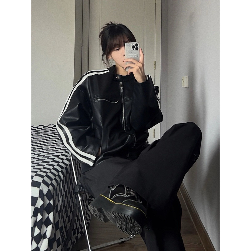 TKLIHN Áo khoác Da Pu ULZZANG phong cách unisex HOT FASHIONITA cá tính 2023