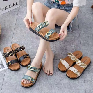 Dép nữ hai quai phối dây xích hiện đại from cực đẹp