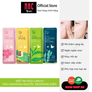 Bộ 4 Gói Mặt Nạ Ngủ LAIKOU Dưỡng Ẩm Làm Sáng Da Từ Hoa Anh Đào / Trà Xanh / Ốc Sên/ Tảo biển - NAC BEAUTY