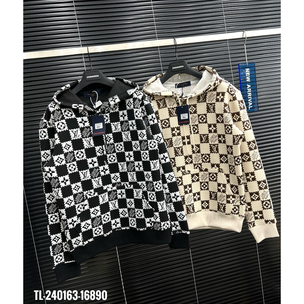 🔥Hot🔥Áo hoodie LV họa tiết caro thiết kế hot trend Nam Nữ Thu Đông 2023