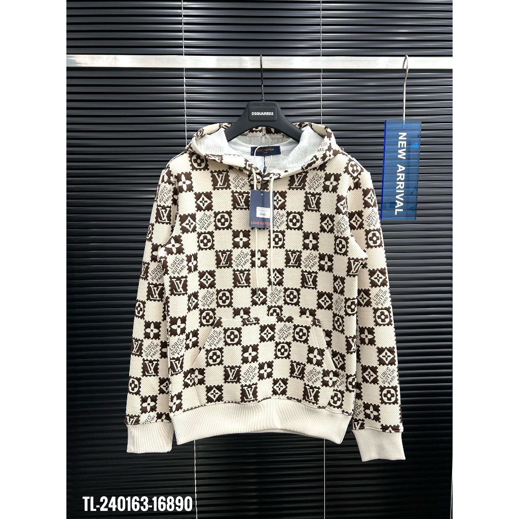 🔥Hot🔥Áo hoodie LV họa tiết caro thiết kế hot trend Nam Nữ Thu Đông 2023