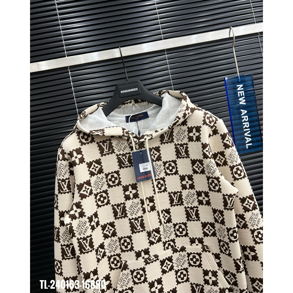 🔥Hot🔥Áo hoodie LV họa tiết caro thiết kế hot trend Nam Nữ Thu Đông 2023