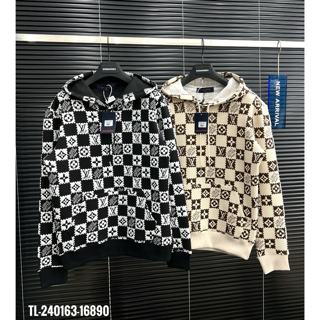 🔥Hot🔥Áo hoodie LV họa tiết caro thiết kế hot trend Nam Nữ Thu Đông 2023