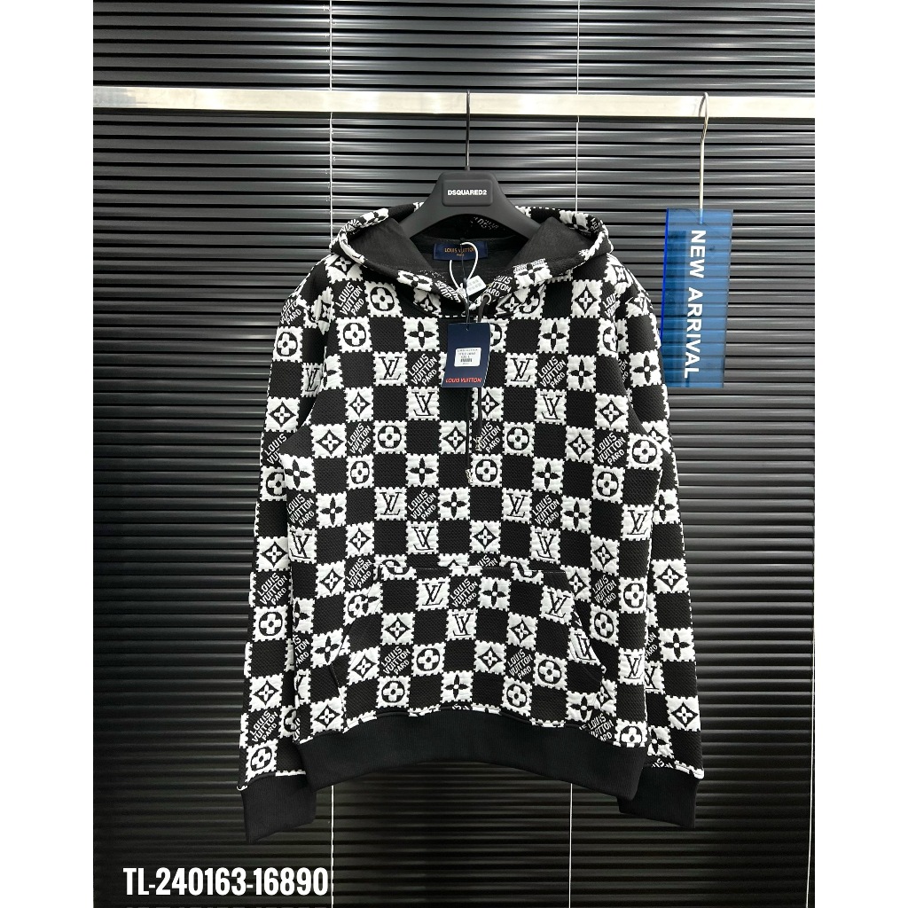 🔥Hot🔥Áo hoodie LV họa tiết caro thiết kế hot trend Nam Nữ Thu Đông 2023