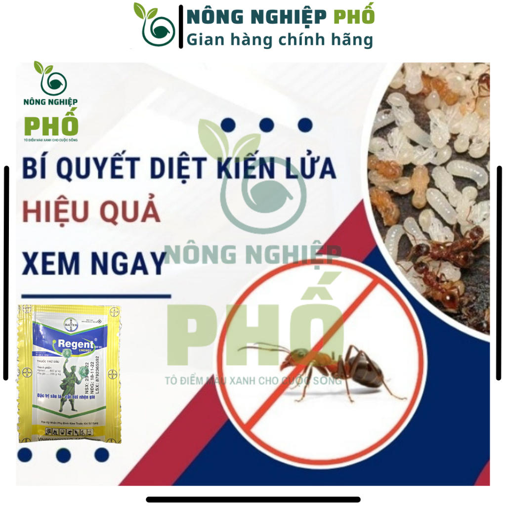 TẶNG 10 GÓI + GIẢM 39% Combo 100 chế phẩm diệt kiến, gián, muỗi, bọ chét, mối Fipronil hiệu Regent 800wg hàng chính hãng