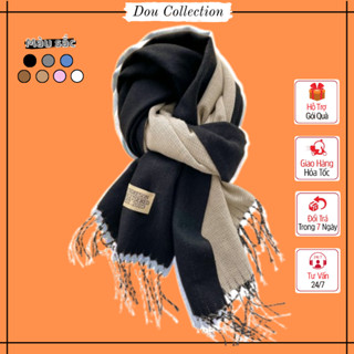 Khăn len trơn unisex nam nữ, Khăn cashmere choàng cổ trơn có tua rua đơn giản thời trang thu đông - 65x200cm - Mã LN065