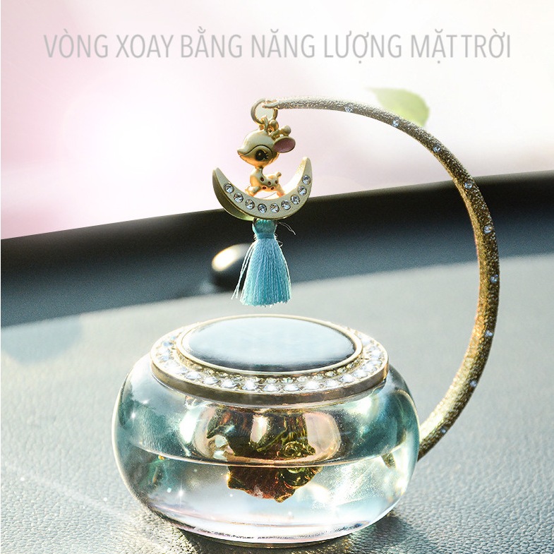 Nước hoa tượng Phật, trang trí xoay bằng năng lượng mặt trời gắn taplo xe hơi, xe ôtô