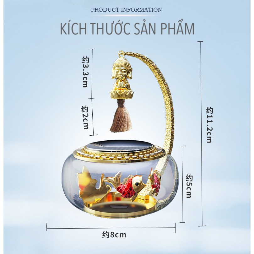 Nước hoa tượng Phật, trang trí xoay bằng năng lượng mặt trời gắn taplo xe hơi, xe ôtô