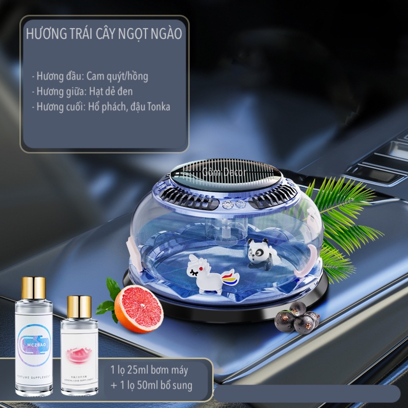 Nước hoa vòng quay Mini Zoo, trang trí xoay bằng năng lượng mặt trời gắn taplo xe hơi, xe ôtô