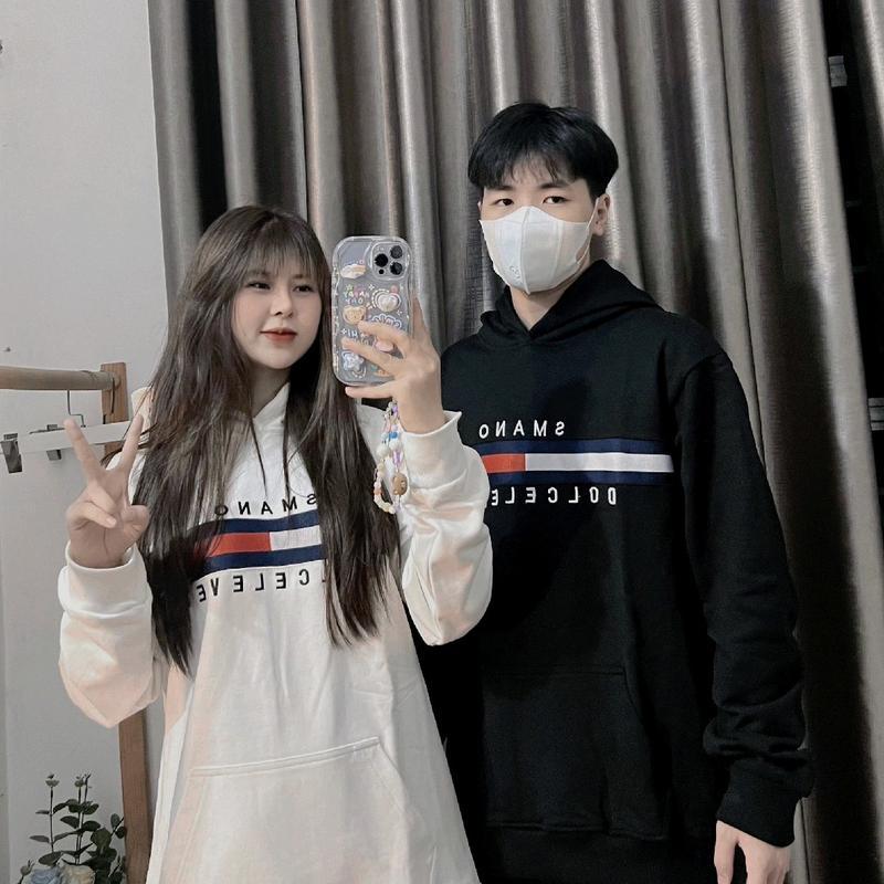Áo hoodie Tommy thêu vạch thân , Áo nỉ khóa trơn basic có mũ hot trend phong cách Nam nữ