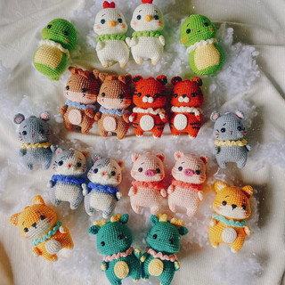 Móc khoá len 12 con giáp,Thú bông móc len handmade