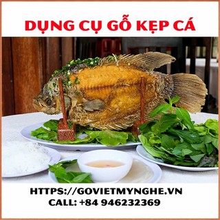 Bộ 2 cái kẹp cá chiên bằng gỗ - trang trí món ăn phong cách miền Tây - Gỗ tự nhiên - Độ bền cao
