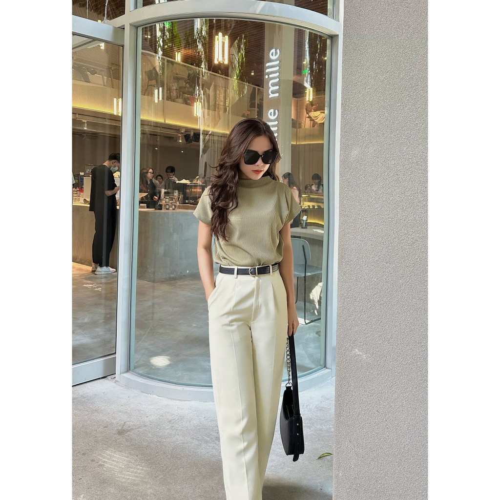 Áo thun thiết kế CHARMO vải thun len gân mềm, mướt, co giãn tốt freesize Basic Wide Top